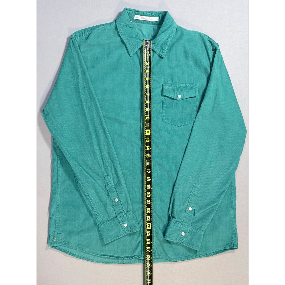 Criquet Teal Western Casual Corduroy Pearl Snap Buttons Mens XL 100% Cotton - Picture 4 of 11